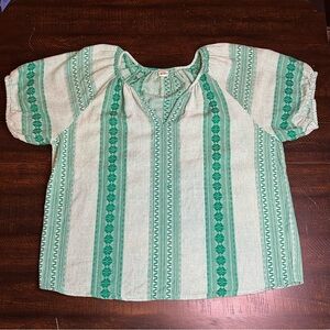 ivy jane Green & White Striped Boho Peasant Blouse